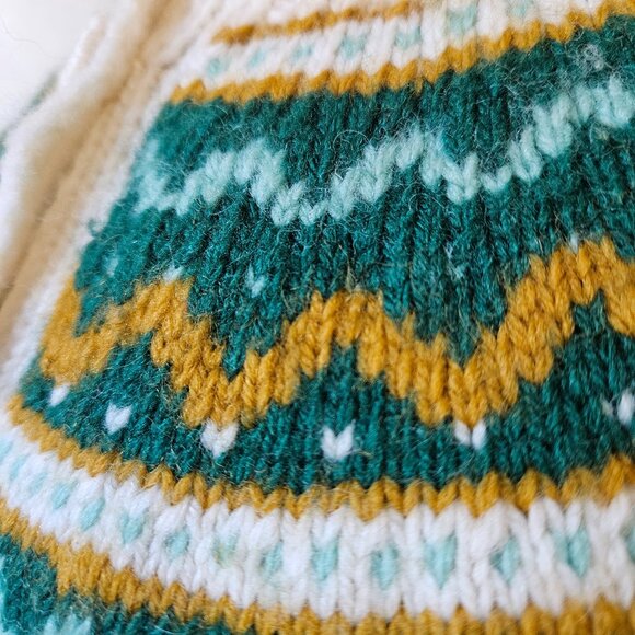 Vintage Norwegian Wool Fair Isle Cardigan Sweater S - Picture 5 of 8